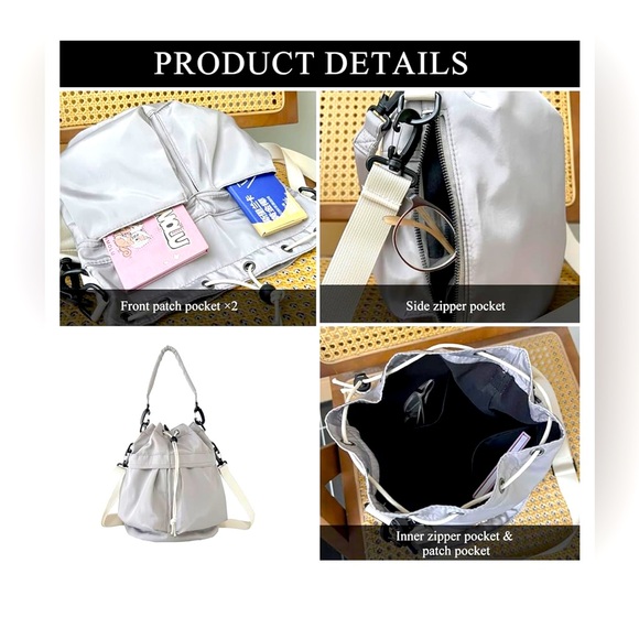 NWT Drawstring Nylon Waterproof Bucket Bag - Picture 5 of 7